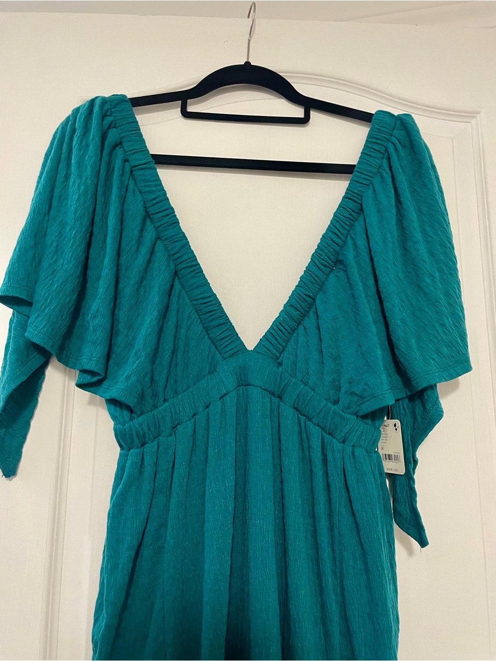 Brand New Free People Teal Ruffled Maxi Dress Size Medium - Picture 3 of 10
